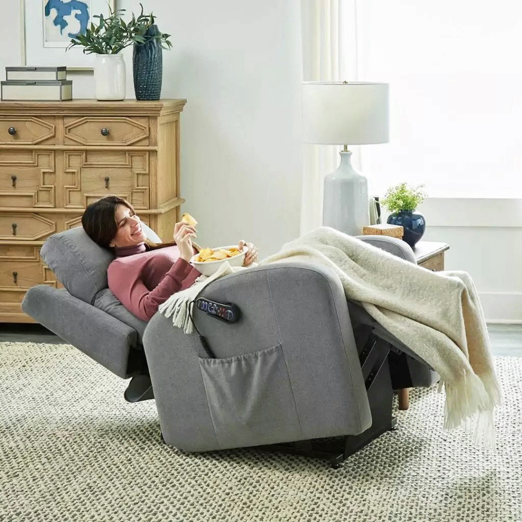 EZ Sleeper Slim PR763 Lift Chair - Tucker Sterling Fabric - By Golden Technologies - Reclined in TV Position