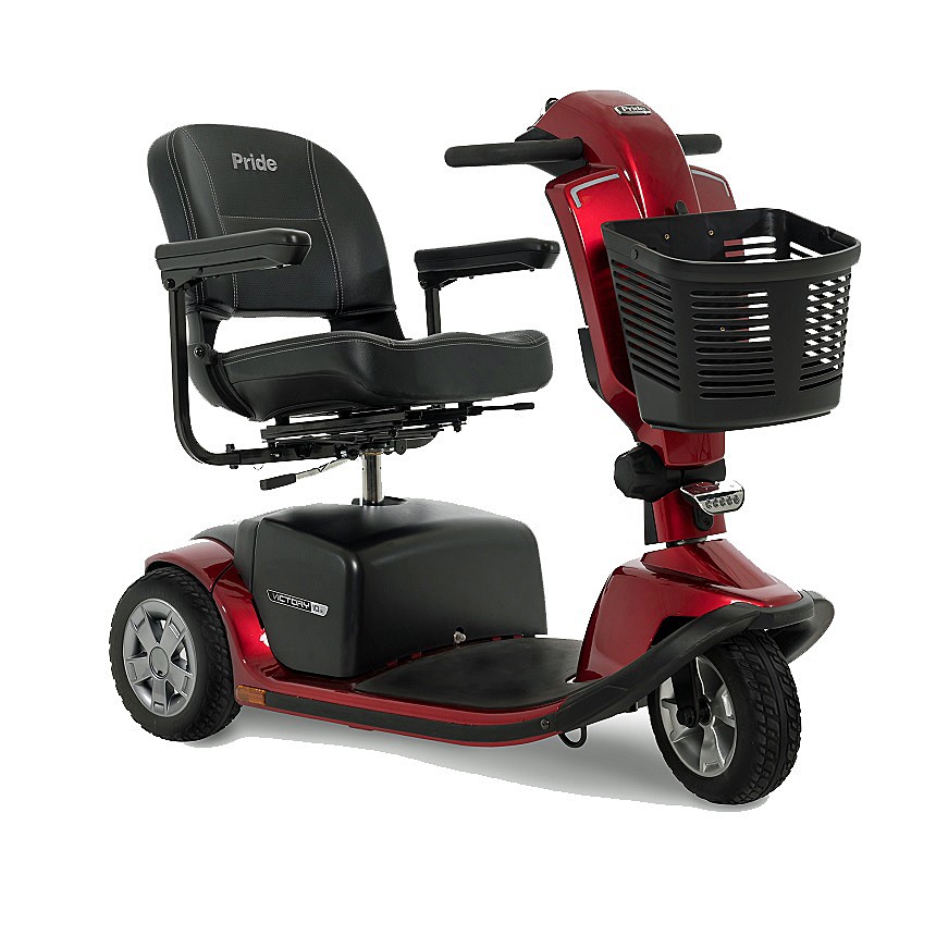 Victory 10 - 3-Wheel Scooter - Candy Apple Red - By Pride Mobility