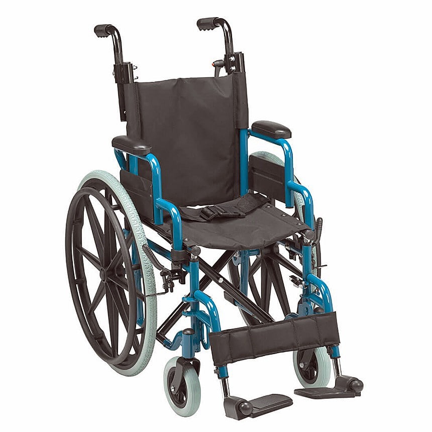 Wallaby Pediatric Folding Wheelchair - Jet Fighter Blue - By Drive Medical