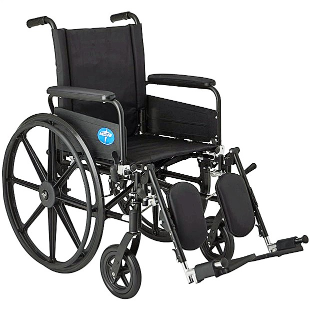 Medline K4 Lightweight Wheelchair, Premium, w/ Full-Length Arms, 18" Width Seat, Elevating Leg Rests