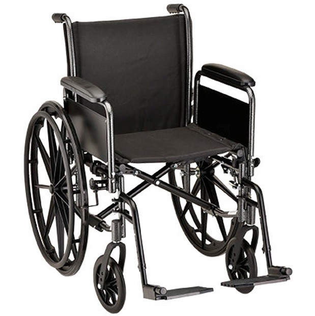 Nova 5161S 16-inch Basic Steel Wheelchair Detachable Full Arms - Swing Away Footrests