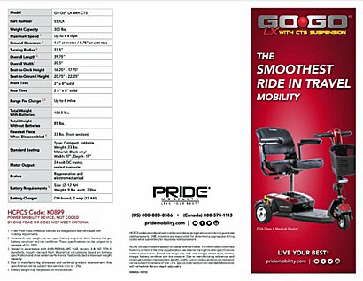 Go-Go LX with CTS Suspension - 3-Wheel Travel Scooter Brochure