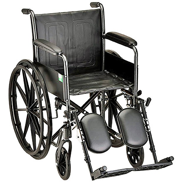 Nova 5060SE 16-inch Basic Steel Wheelchair Fixed Full-Length Arms - Elevating Leg Rests