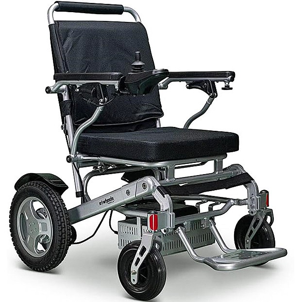 EWheels EW- M45 Lightweight Folding Power Wheelchair - Silver