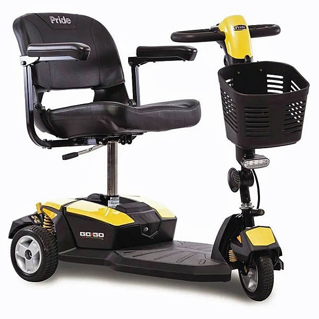 Go-Go LX with CTS Suspension - 3-Wheel Travel Scooter - Yellow Color - By Pride Mobility