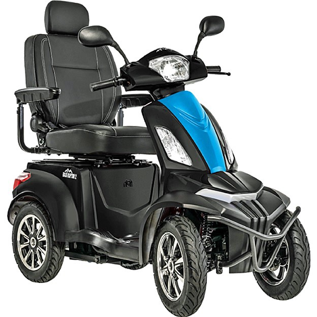 Baja™ Raptor® 2 - 4-Wheel Scooter - Matte Black Color with True Blue Colored Panel - By Pride Mobility