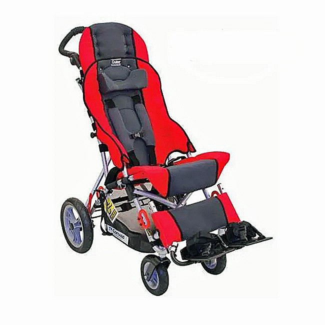 Convaid Cruiser Cordura Stroller - Cherry Red Color W/Transit Option, Headrest Extension, Occi-Headwings. Calf Panel, Under Seat Storage Basket Options