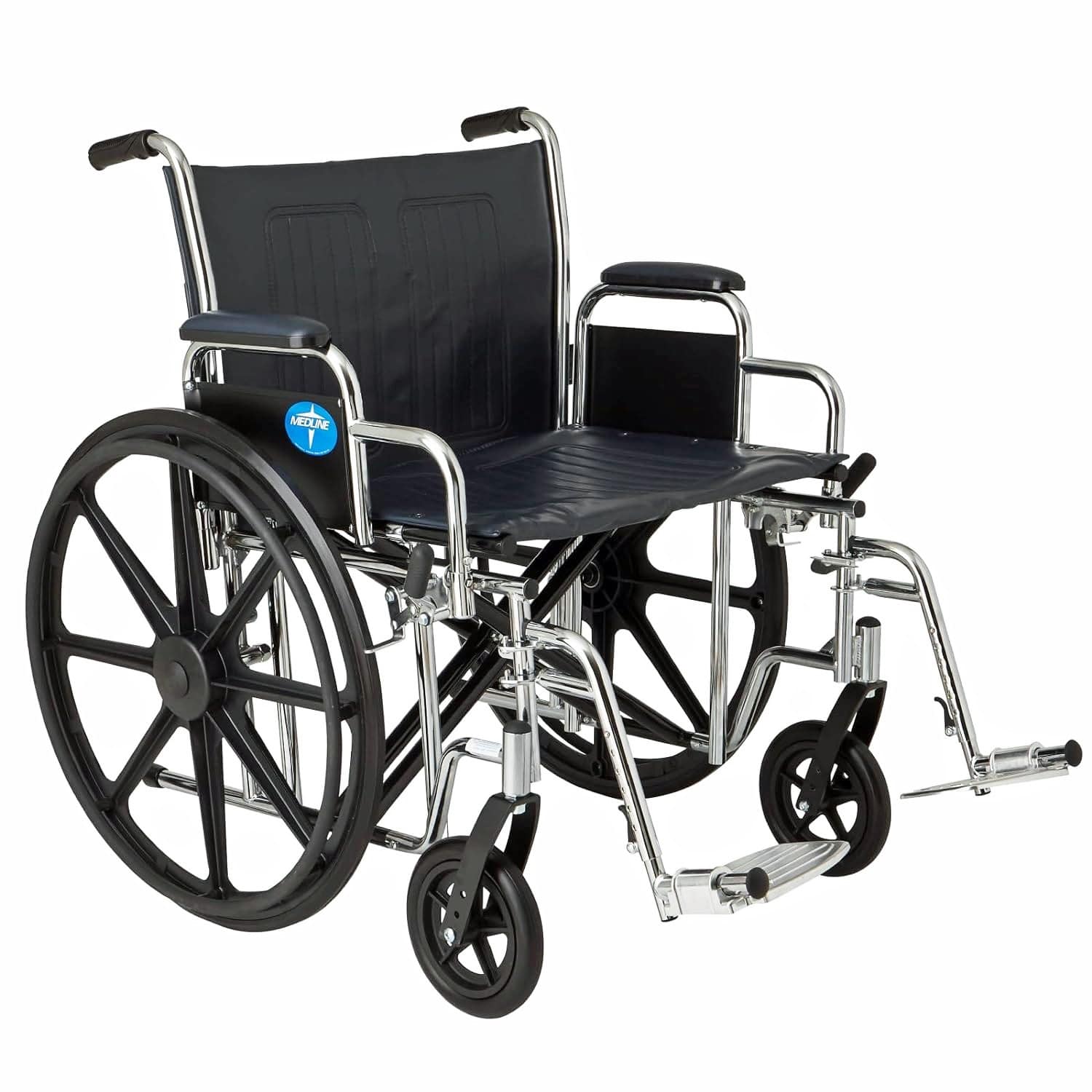 Medline Excel Extra-Wide Wheelchair, Bariatric, w/ Desk-Arms, 24" Wide Seat, Swing Away Legrests