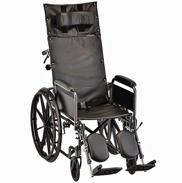 Nova 6160S 16-inch Reclining Wheelchair Detachable Full-Length Arms - Elevating Leg Rests