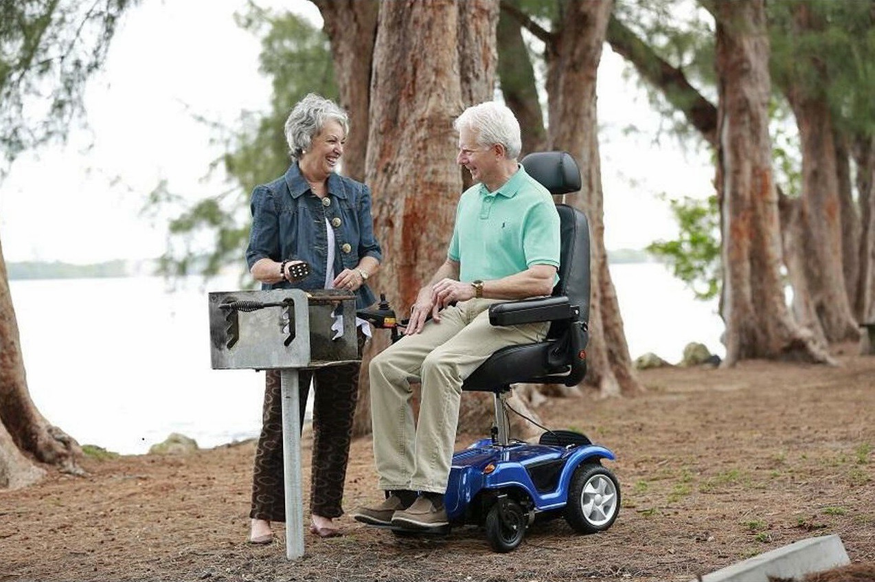 Man Enjoying an Outing With His Merits Health Power Chair Wheelchair 