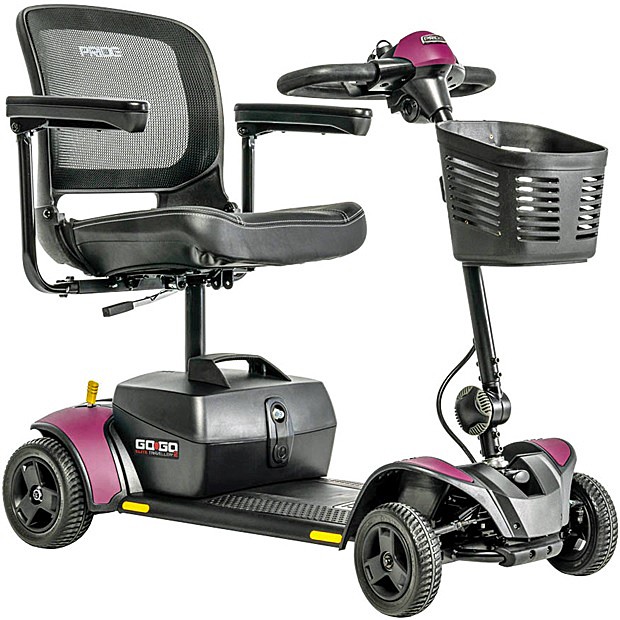 Go-Go® Elite Traveller® 2 - 4-Wheel Scooter With iTurn Technology 4-Wheel Travel Scooter Model No. SC442E By Pride Mobility - Sugarplum Color