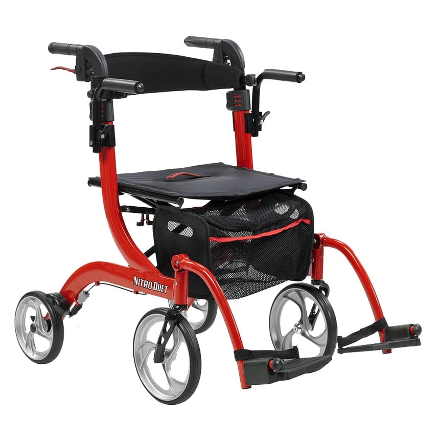 Nitro Duet Rollator and Transport Chair Model RTL10266DT Transport Manual Wheelchair By Drive Medical