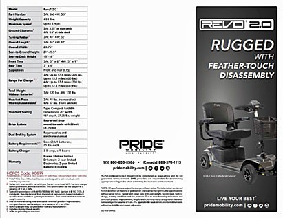 Revo 2.0 4-Wheel Mid-Size Heavy Duty Travel Scooter Brochure