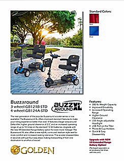 Buzzaround XL 3-Wheel Lightweight Portable Scooter Brochure