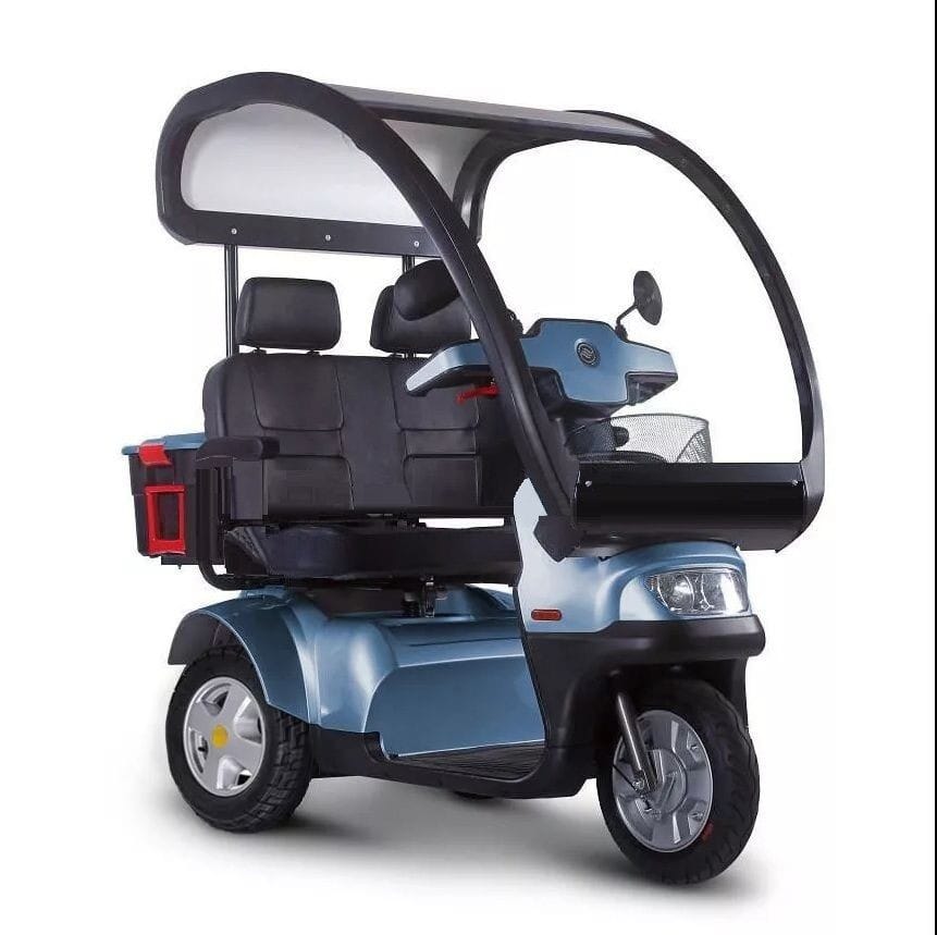 Afiscooter S / S3 - Dual Seat - With Canopy - 3-Wheel Recreational Scooter - Blue Color - By Afikim