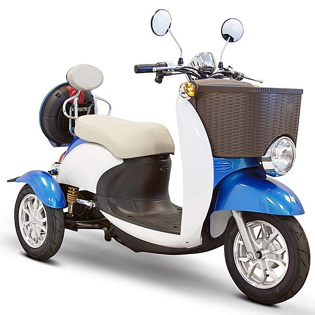 EW-11 Euro 3-Wheel Recreational Scooter Color: Blue and White