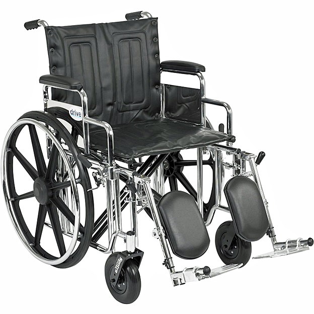 Bariatric Sentra Extra-Heavy-Duty Manual Wheelchair - 20" Seat Elevating Legrests w/ Calf Support