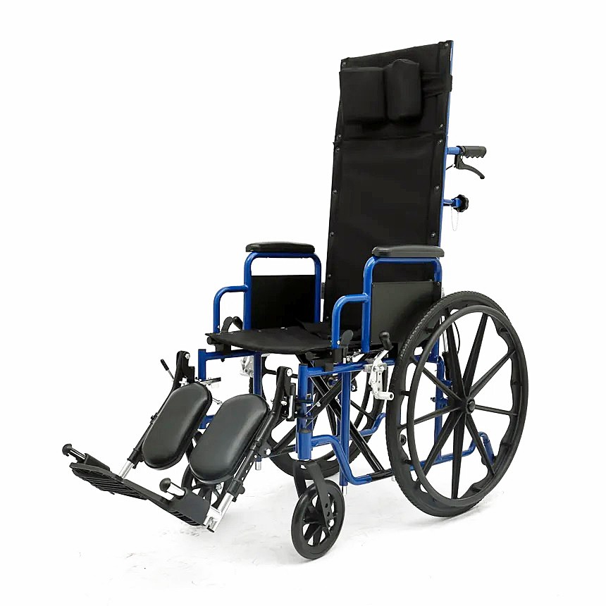 Ziggo Pro Reclining Manual Wheelchair ZREC1600 16" Seat - Blue Color - By Circle Specialty