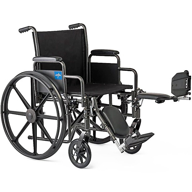 Medline Guardian K1 Wheelchairs - K1 Basic Wheelchair with Swing-Back Desk-Length Arms, 18" Wide Seat, Elevating Leg Rests