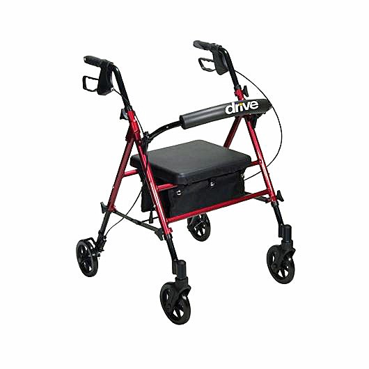 Universal Seat Height Aluminum Rollator Model RTL10261 Rolling Walker By Drive Medical