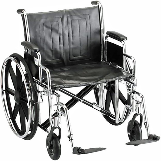 Nova 5220S 22-inch Basic Steel Wheelchair w/ Detachable Desk Arms - Swing Away Footrests