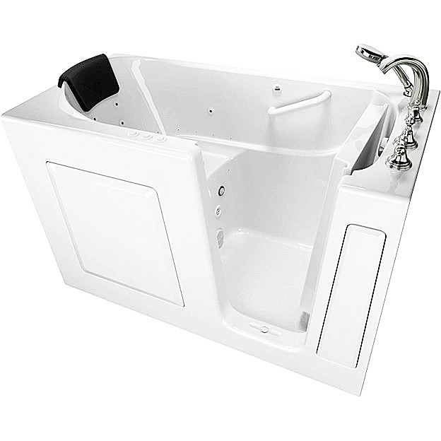 American Standard Gelcoat Premium Series 3060.109.CRW Walk-In Bath With Faucet - Combination Whirlpool and Air Spa - 30" X 60" Walk-In Bath - Model 3060.109.CRW