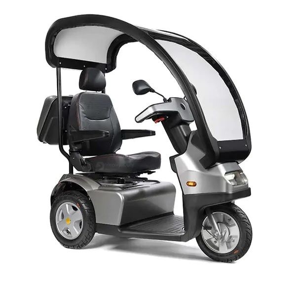 Afiscooter S / S3 3-Wheel Single Seat - With Canopy - Recreational Scooter - Silver Color - By Afikim