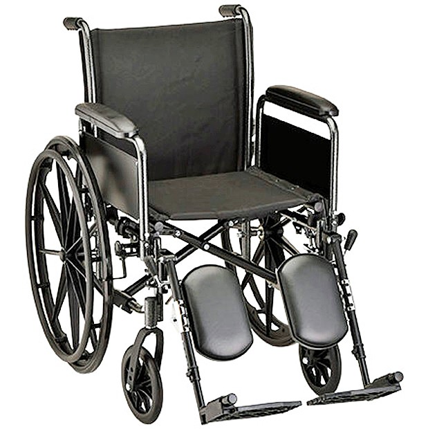 Nova 5161SE 16-inch Basic Steel Wheelchair Detachable Full Arms - Elevating Leg Rests