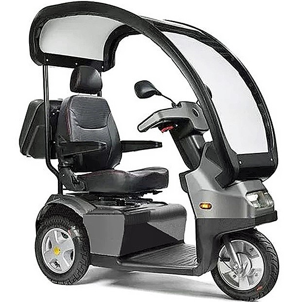 Afikim Afiscooter S_S3 - Single Seat 18" and  20" - 3-Wheel Scooter w/ Hard-Top Canopy - Dark Gray