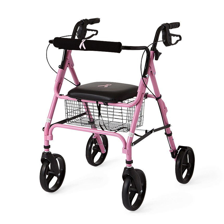 Breast Cancer Awareness Rollator Model MDS86825BC Rolling Walker By Medline