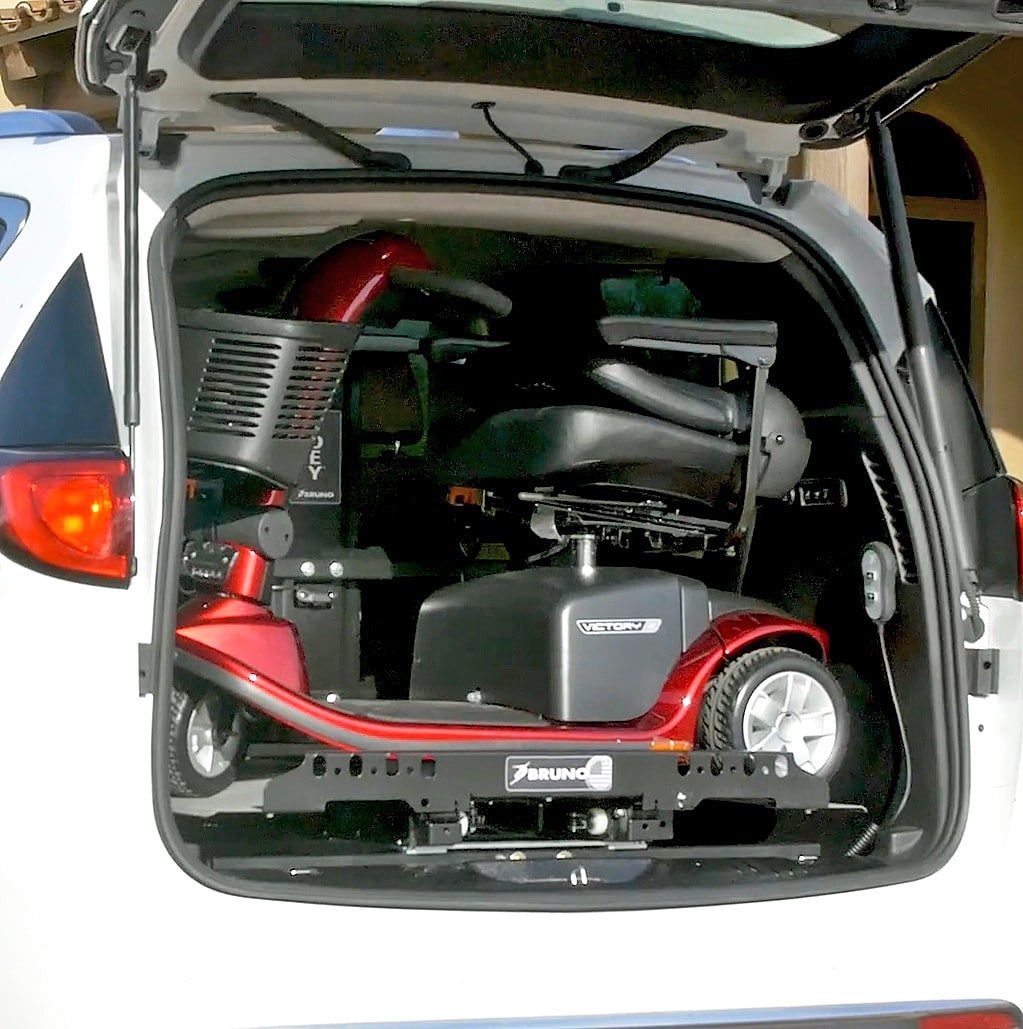 Joey™ Scooter Inside Platform Lift - Power Scooter On the Platform of a Vehicle Inside Power Scooter Lift - Scooter Placed Inside Vehicle - Powered Electric Veh