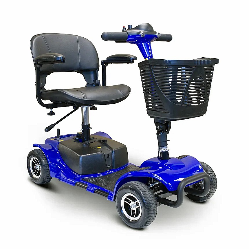 EW-M34 4-Wheel Portable Medical Travel Scooter - Executive Swivel Seat, 3 Seat Height Positions