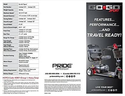 Go-Go Sport - 3-Wheel Travel Scooter Brochure