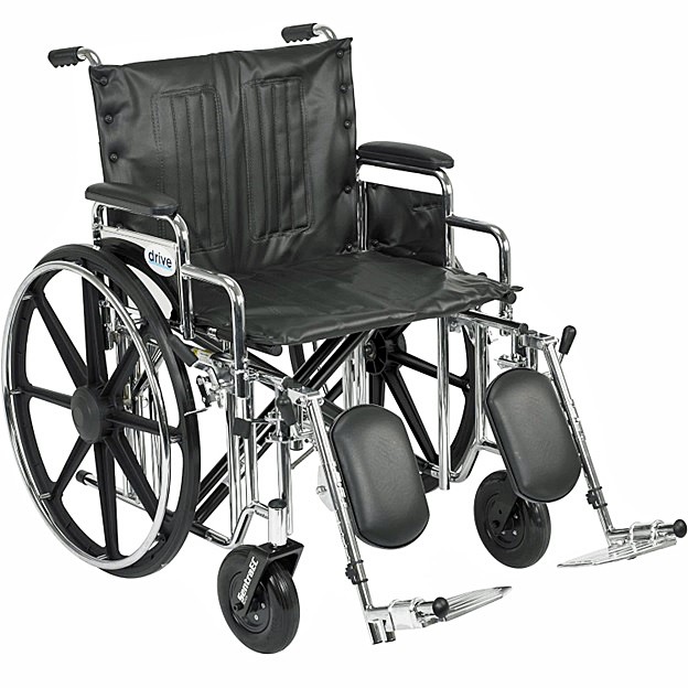 Bariatric Sentra Extra-Heavy-Duty Manual Wheelchair - 22" Seat Elevating Legrests w/ Calf Support