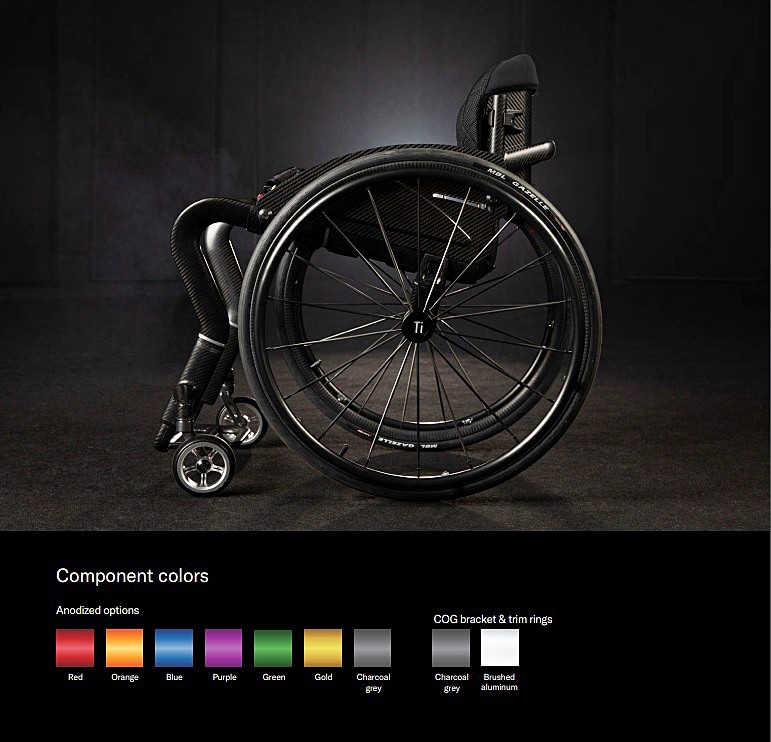 TiLite CR1 Rigid Carbon Fiber Frame Wheelchair - Component Colors - By TiLite