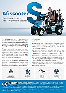 Afiscooter S3_S  - Single Seat Scooter Specifications