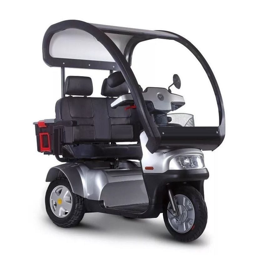 Afiscooter S / S3 - Dual Seat - With Canopy - 3-Wheel Recreational Scooter - Silver Color - By Afikim