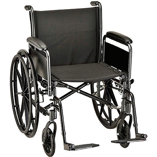 Nova 5201S 20-inch Basic Steel Wheelchair Full Arms - Swing Away Footrests