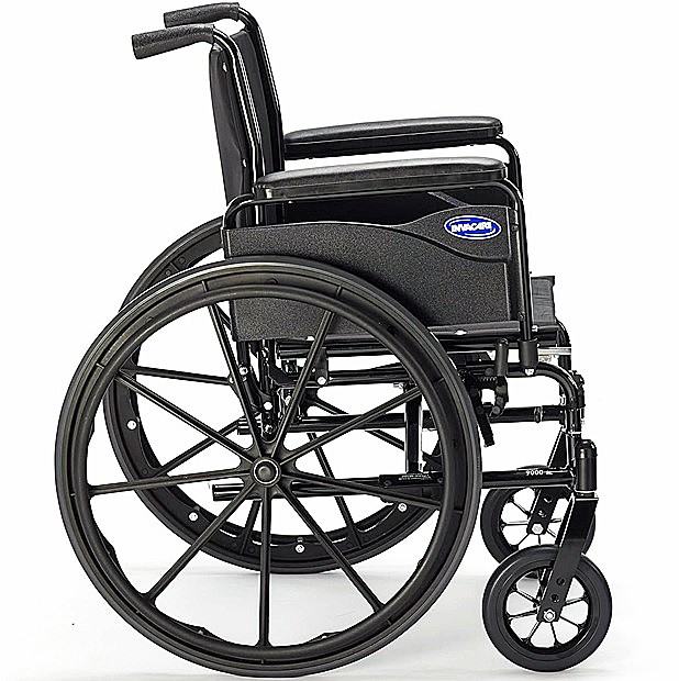 9000 SL Durable Light Weight Wheelchair w/Flat Black Full-Length Arms, 18" Wide Seat