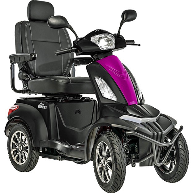 Baja™ Raptor® 2 - 4-Wheel Scooter - Matte Black Color with Pink Topaz Colored Panel - By Pride Mobility