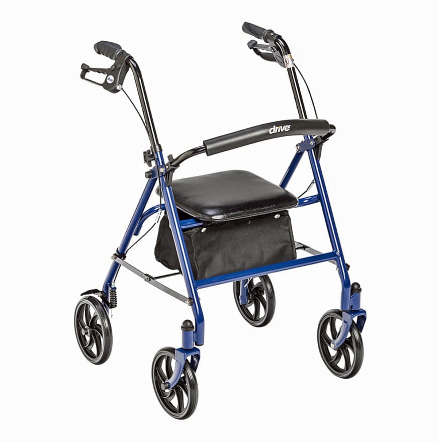 Four Wheel Rollator with Fold Up Removable Back Support Model (10257BL-1 Blue)/ (10257RD-1 Red) / Rolling Walker By Drive Medical