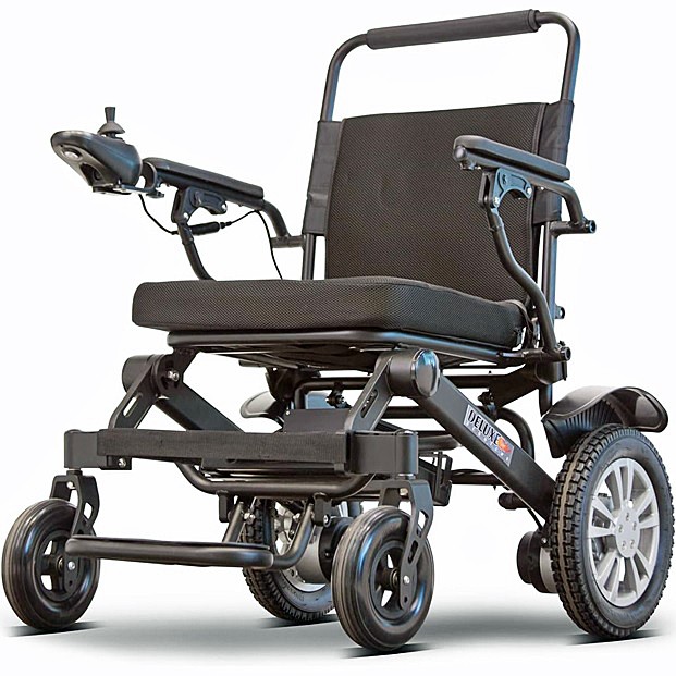 EWheels Deluxe Folding HD Wheelchair - Midnight Black