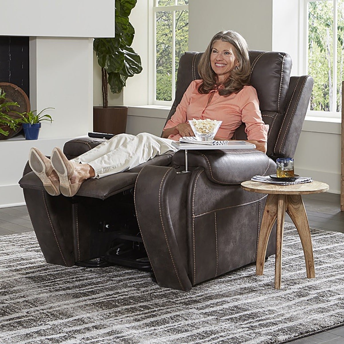 Titan PR449 Lift Chair - Deluna Series - Sutton Faux Leather Graphite Fabric - By Golden Technologies.