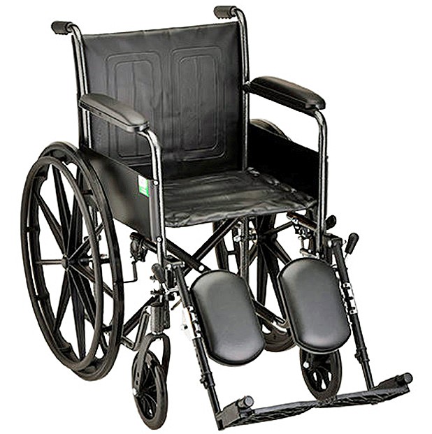 Nova 5080SE 18" Basic Steel Wheelchair Fixed Full-Length Arms - Elevating Leg Rests