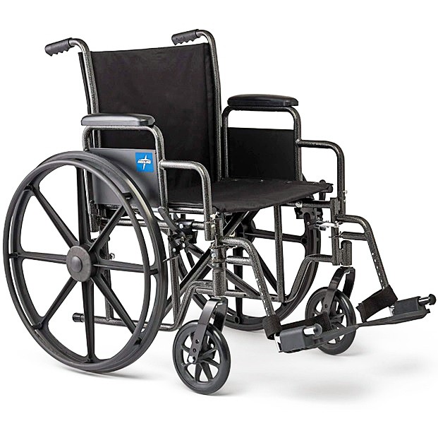 Medline Guardian K1 Wheelchairs - K1 Basic Wheelchair with Swing-Back Desk-Length Arms, 16" Wide Seat, Swing-Away Leg Rests