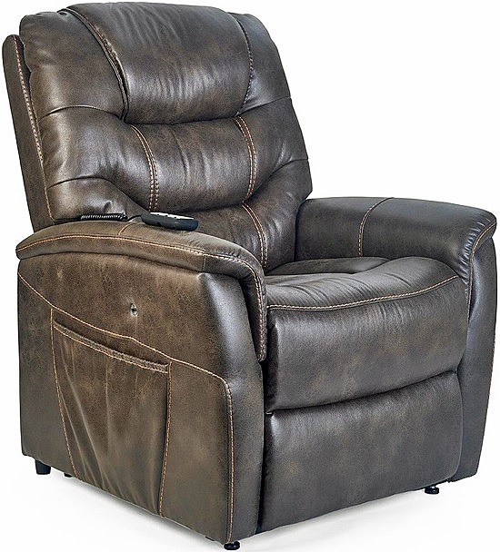 Dione PR-446 Infinite Position Lift Chair Recliner By Golden Technologies Sutton Faux Leather Graphite Fabric Medium | Large 