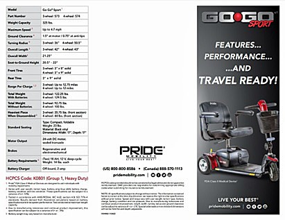 Go-Go Sport 4-Wheel Travel Scooter Brochure