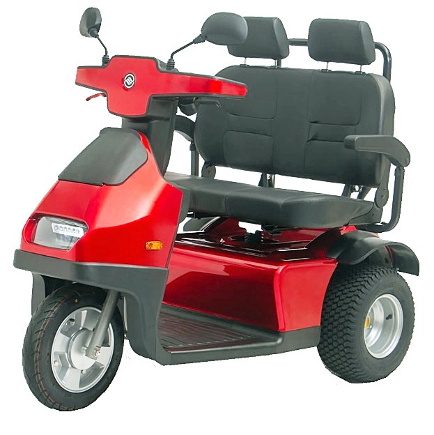 Afikim Afiscooter S3 Dual Wide Seat 3-Wheel Scooter Color: Red