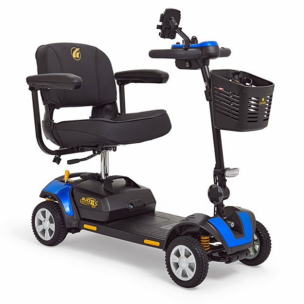 Buzzaround XLS-HD 4-Wheel Portable Travel Scooter Model GB124A-SHZ - Blue Color - By Golden Technologies