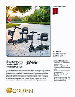 Buzzaround LT 4-Wheel Lightweight Portable Scooter Model GB108 Brochure